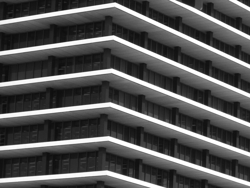Modern Building Facade — Black, Geometric