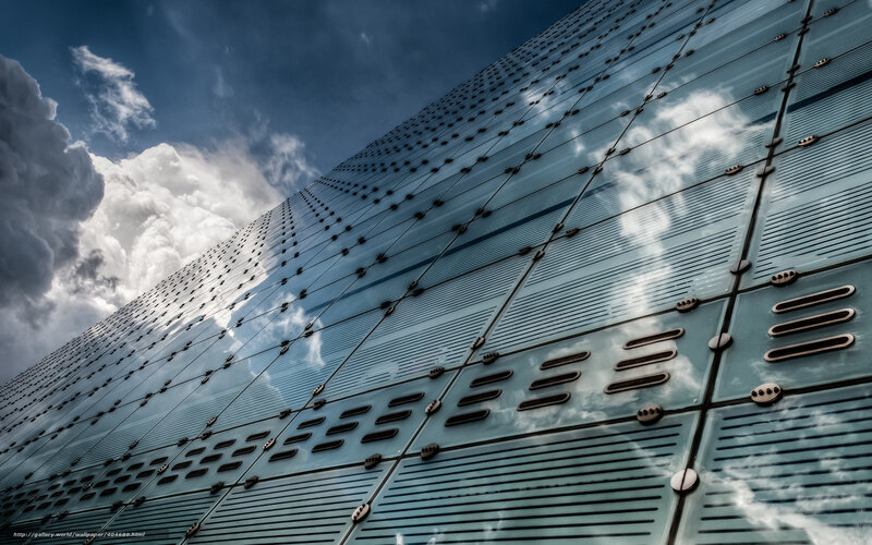 Modern Building Facade — Blue, Dramatic, Photograph