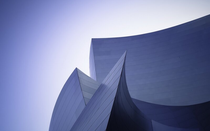 Modern Building Facade — Blue, Serene, Morning