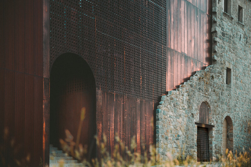Modern Building Facade — Brown, Dramatic, Sunset