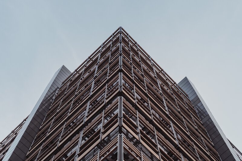 Modern Building Facade — Gray, Dramatic, Photograph