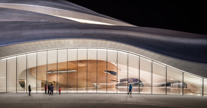 Modern Building Facade — White, Dramatic, Night