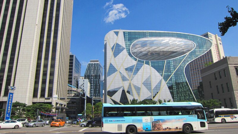 Modern Building in City — Blue