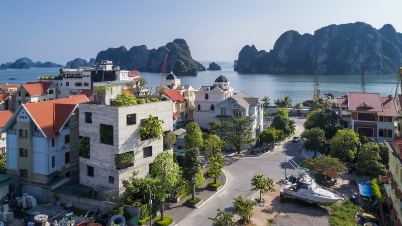 Modern Building in Coastal Town