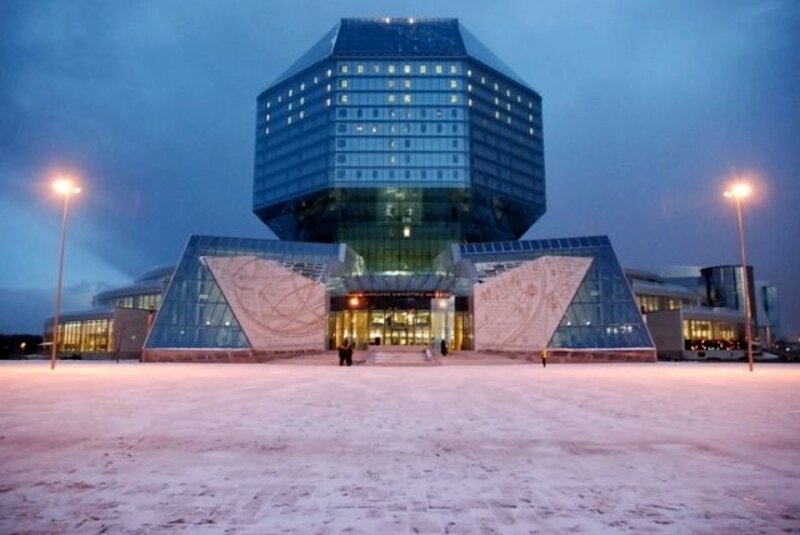 Modern Building in Snow