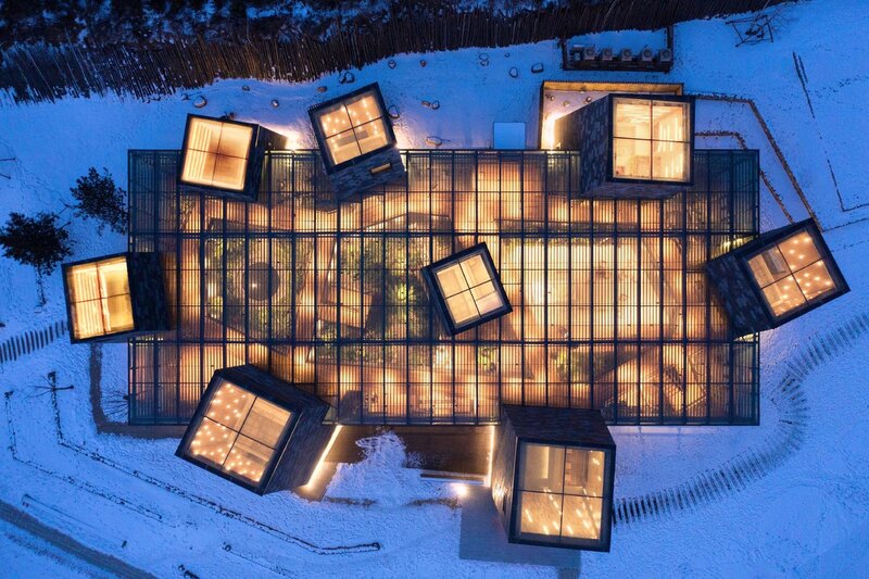 Modern Building in Snow — White