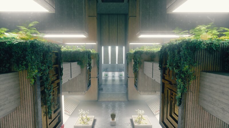 Modern Building Interior — Green