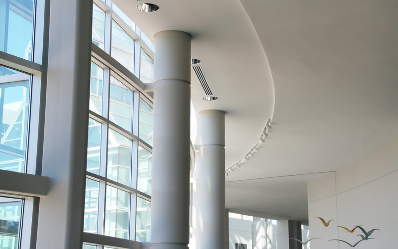 Modern building interior with columns