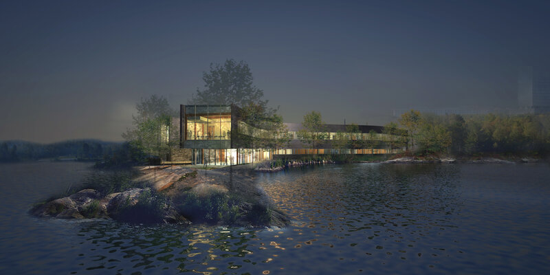 Modern Building on Island
