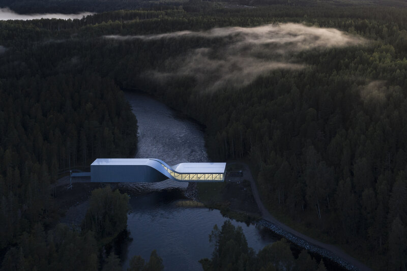 Modern Building over River