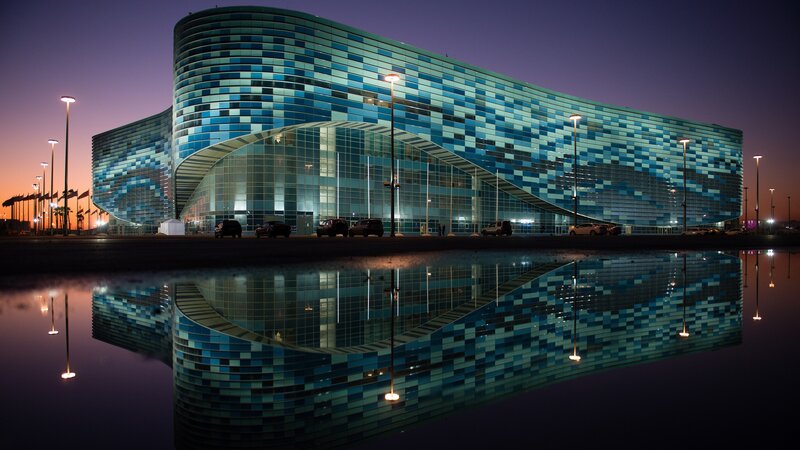 Modern Building Reflection — Blue