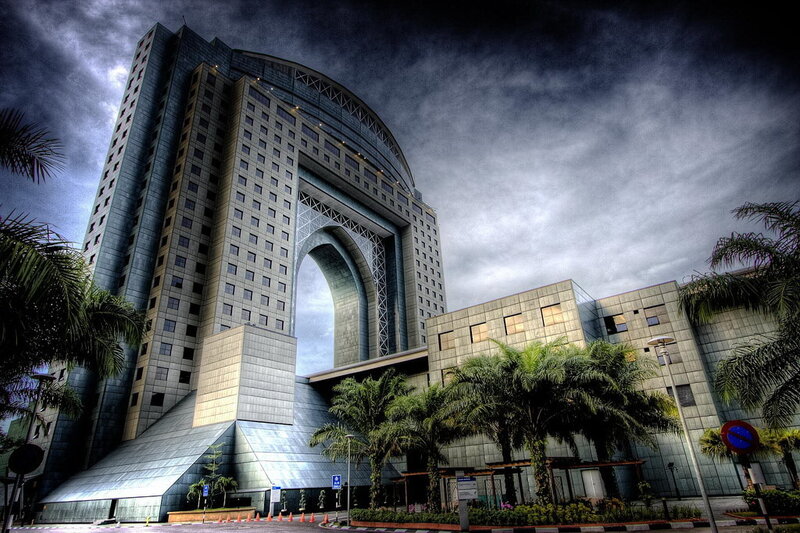 Modern building with arch design