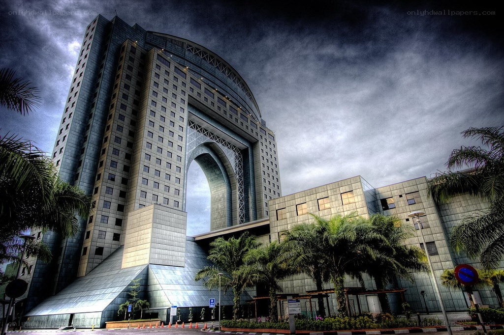 Modern building with arch design