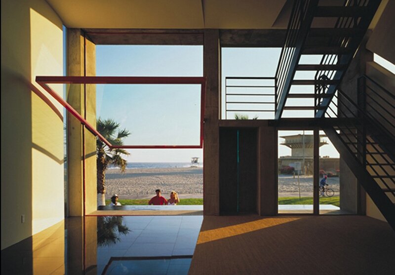 Modern building with beach view