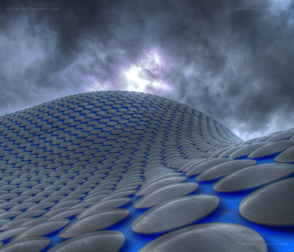 Modern building with blue lighting