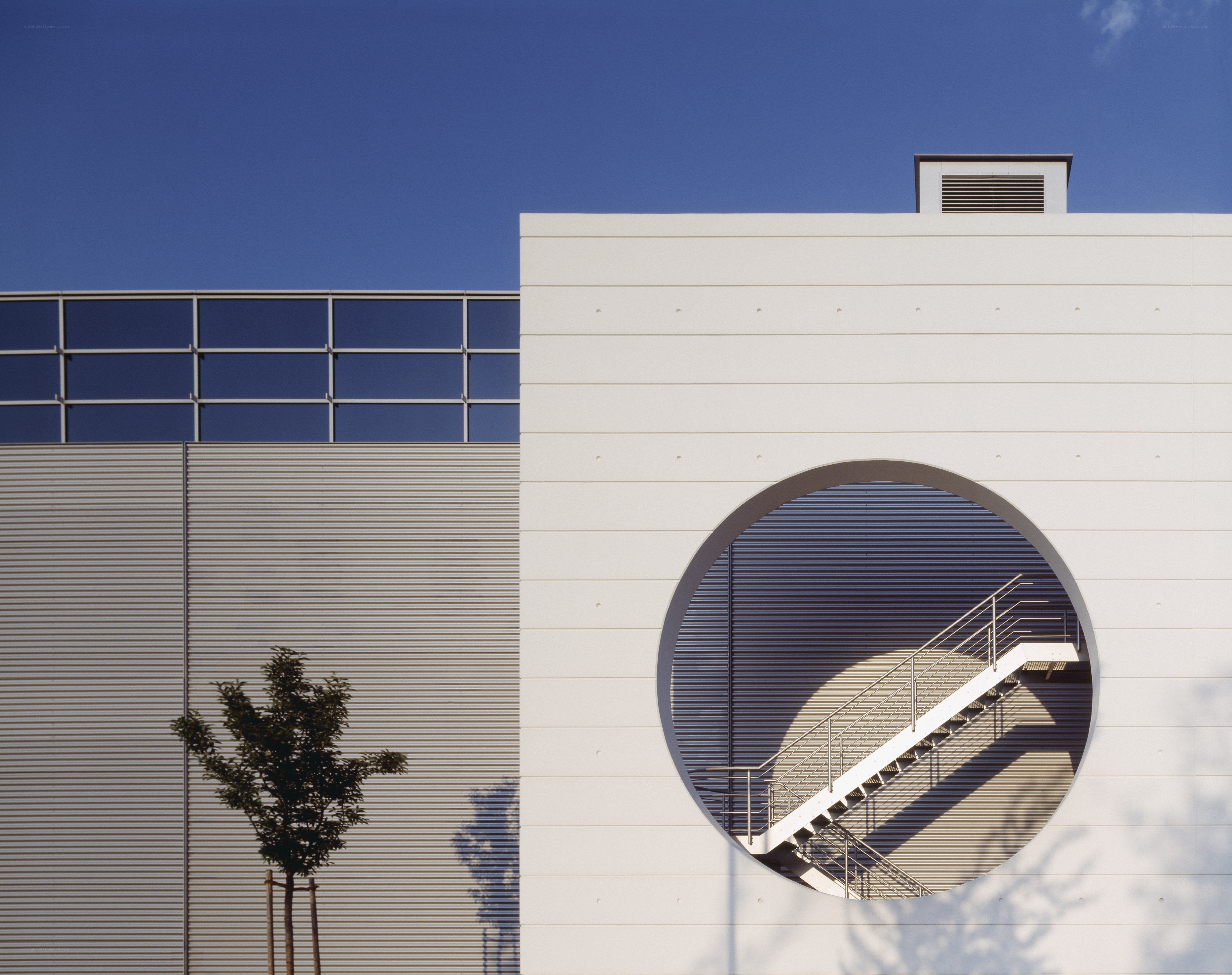 Modern building with circular window