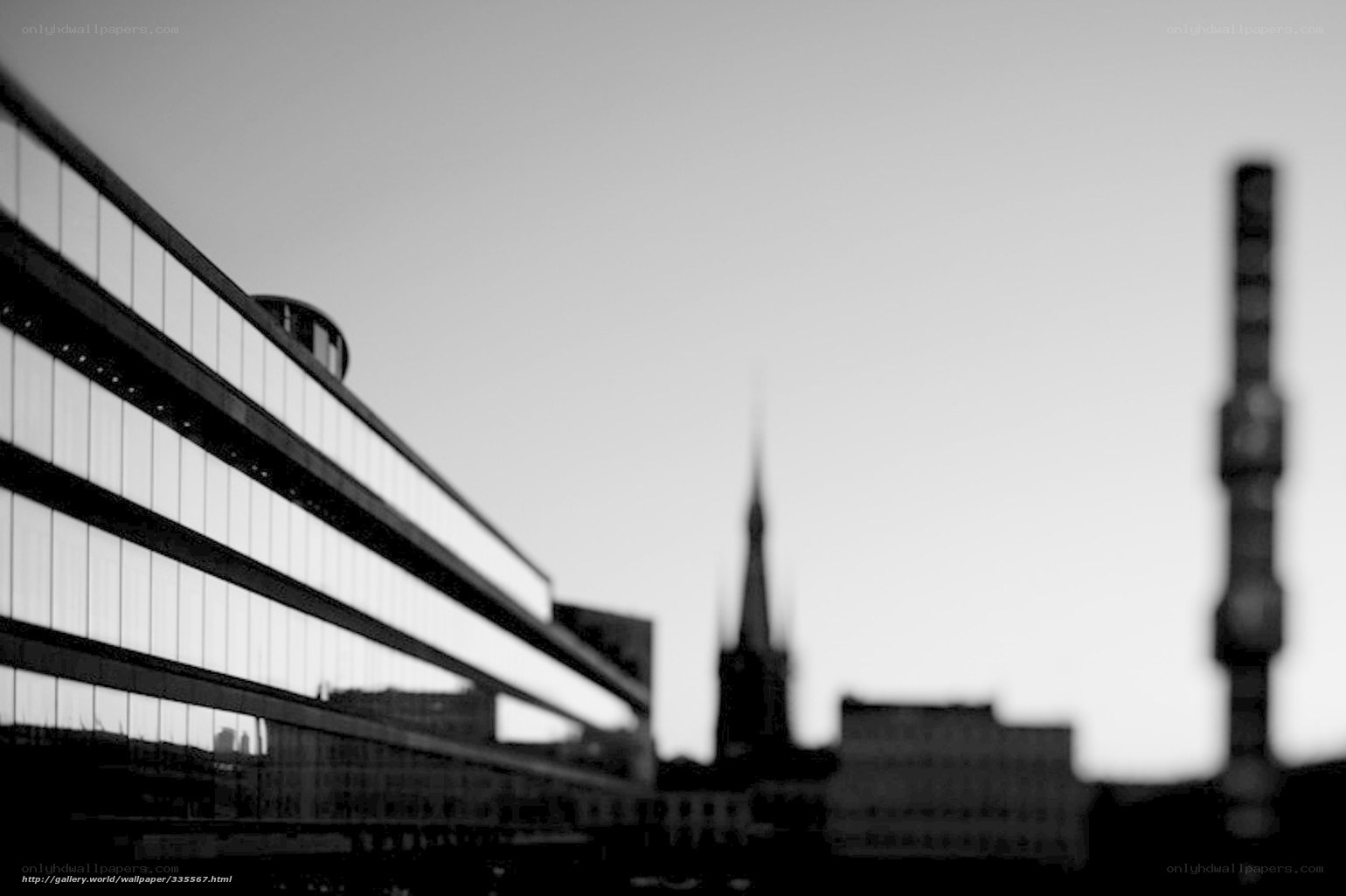 Modern building with city skyline