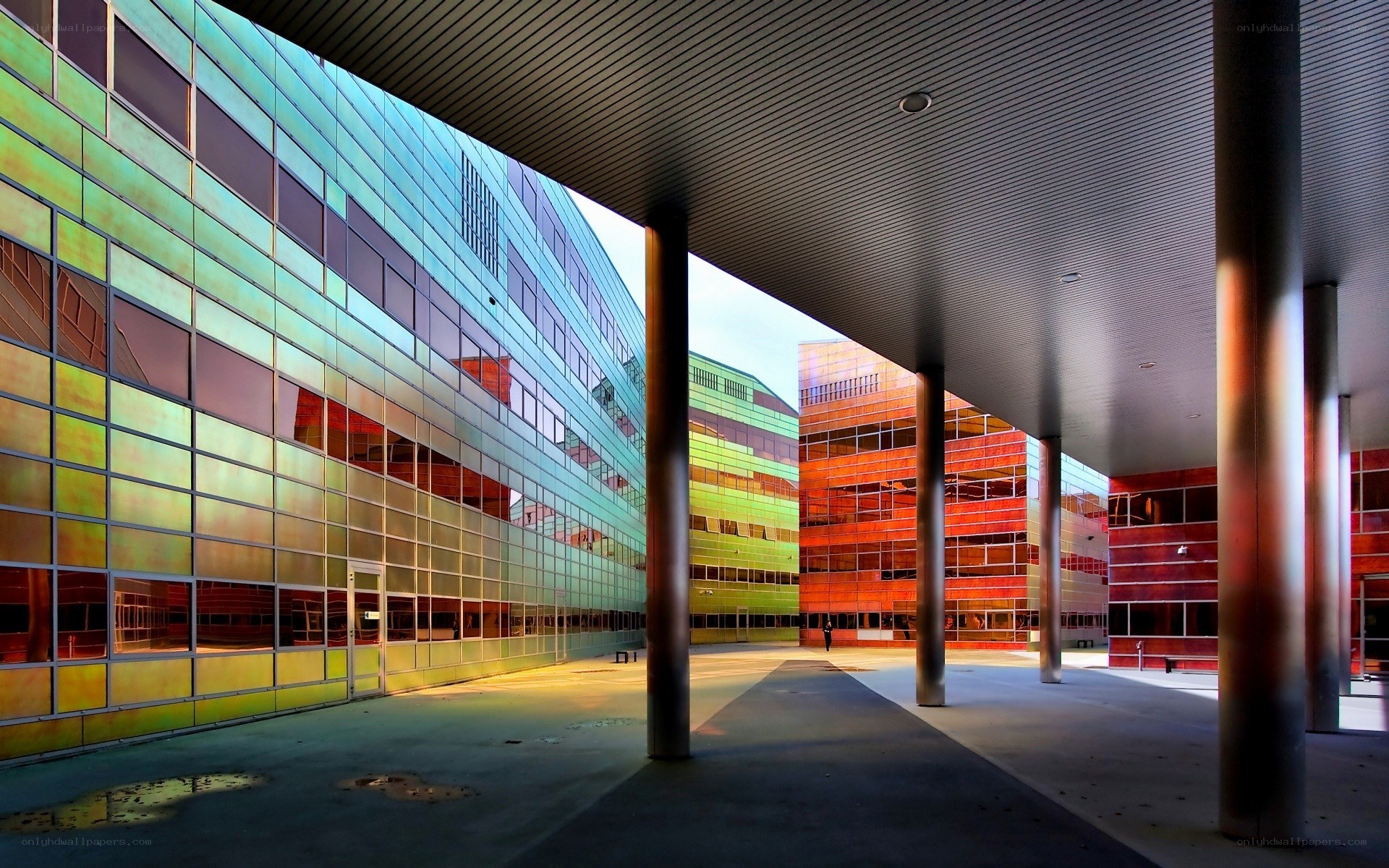 Modern building with colorful facade