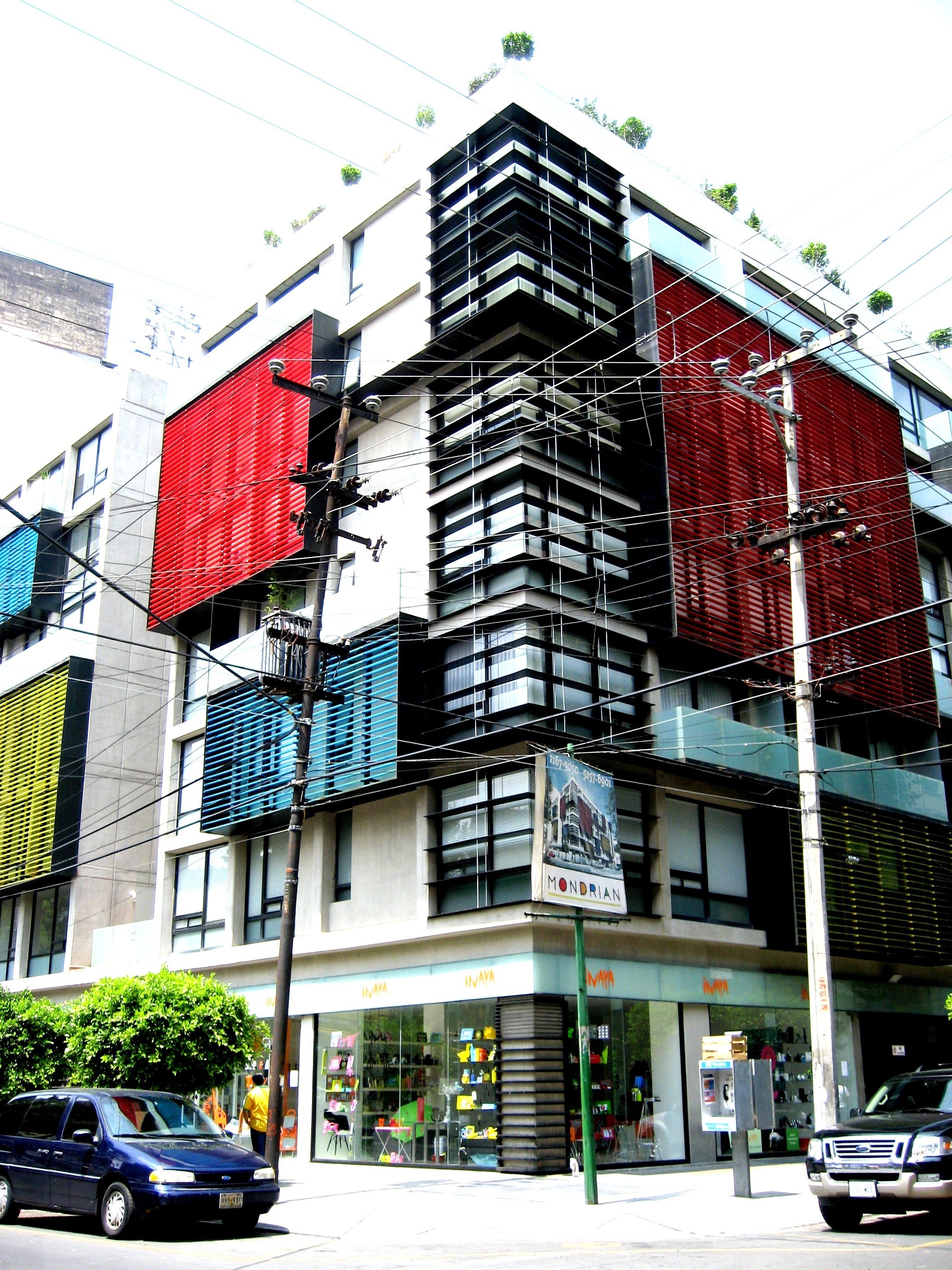 Modern building with colorful facade