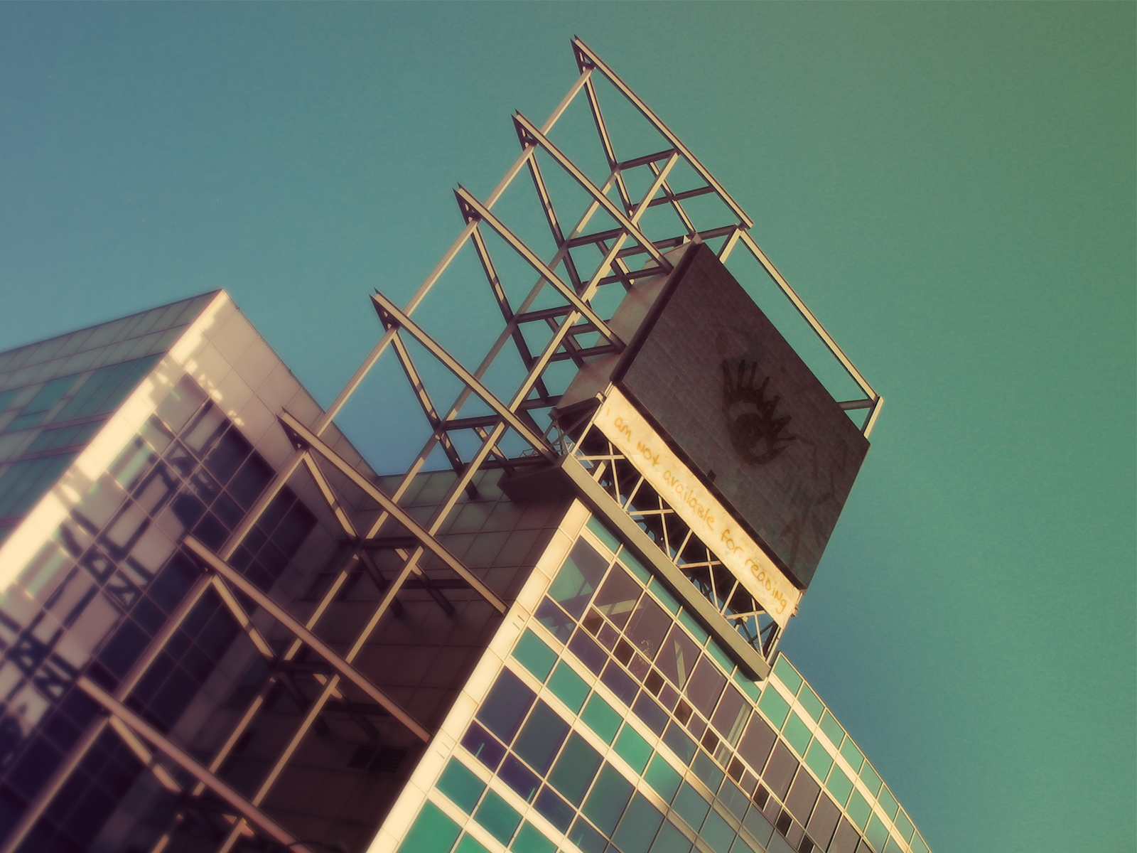 Modern building with digital sign