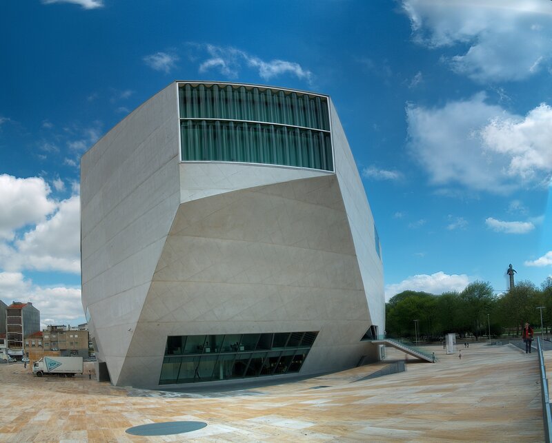 Modern building with geometric design