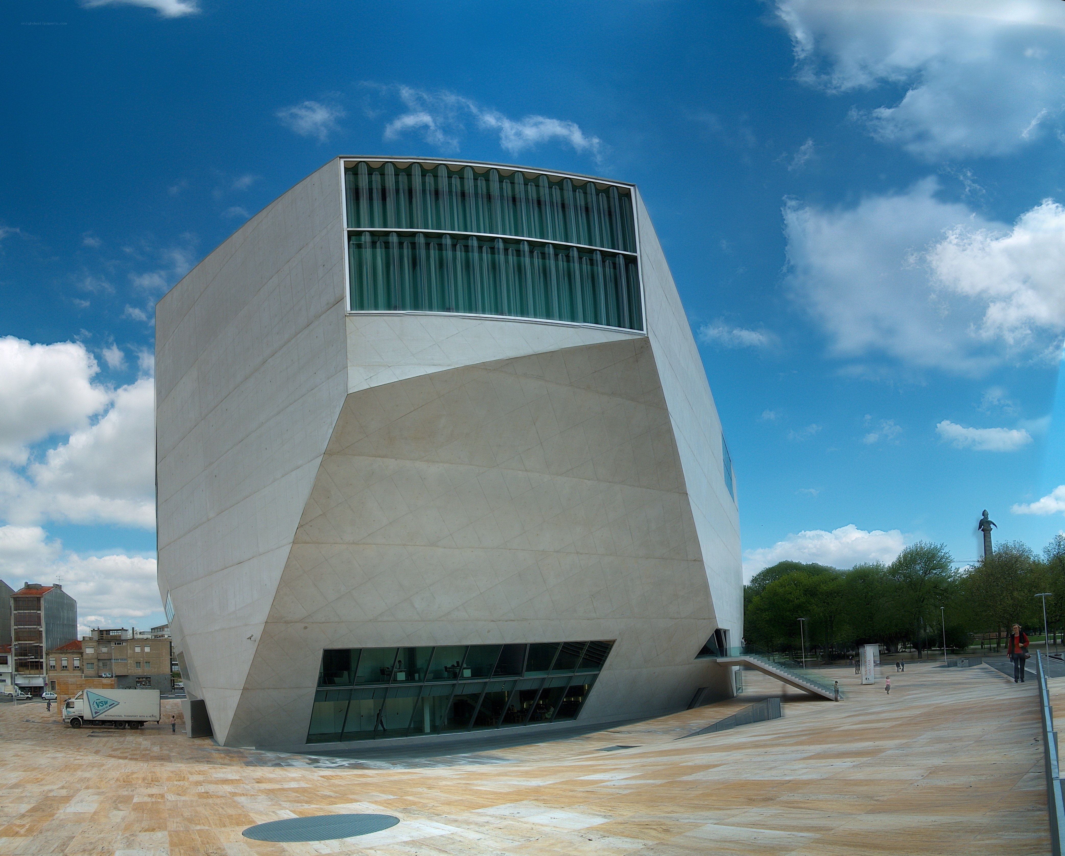 Modern building with geometric design