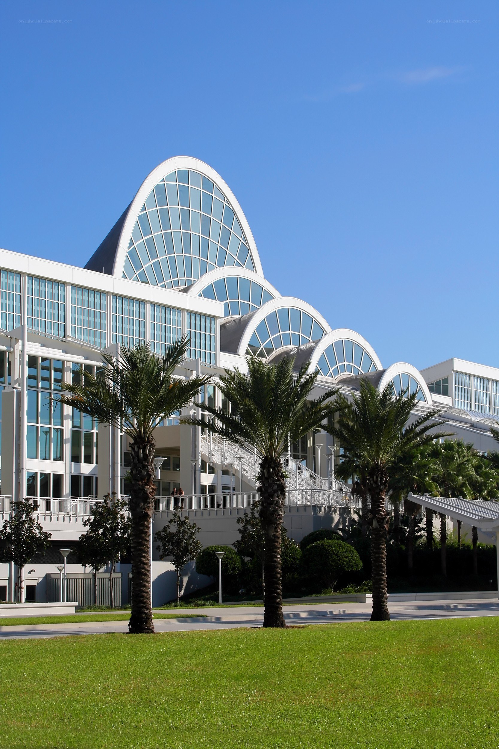 modern building with glass arches