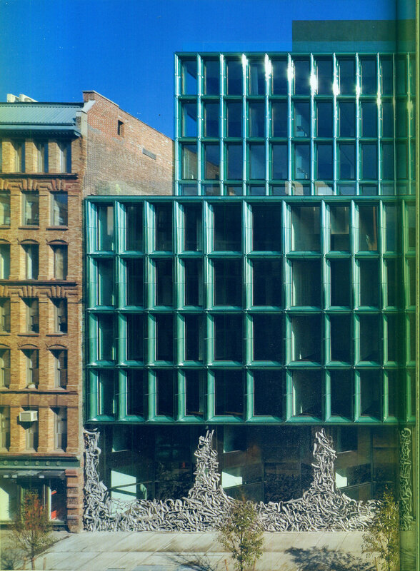 Modern building with green glass facade