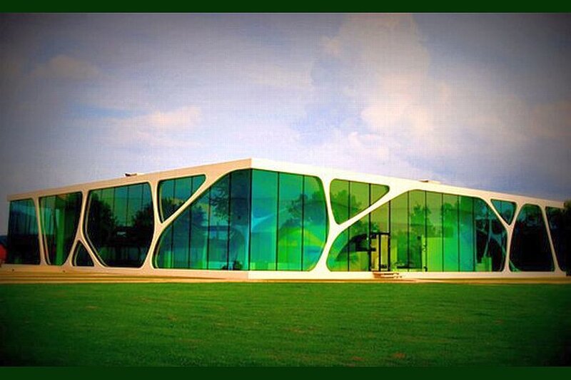 Modern Building with Green Glass