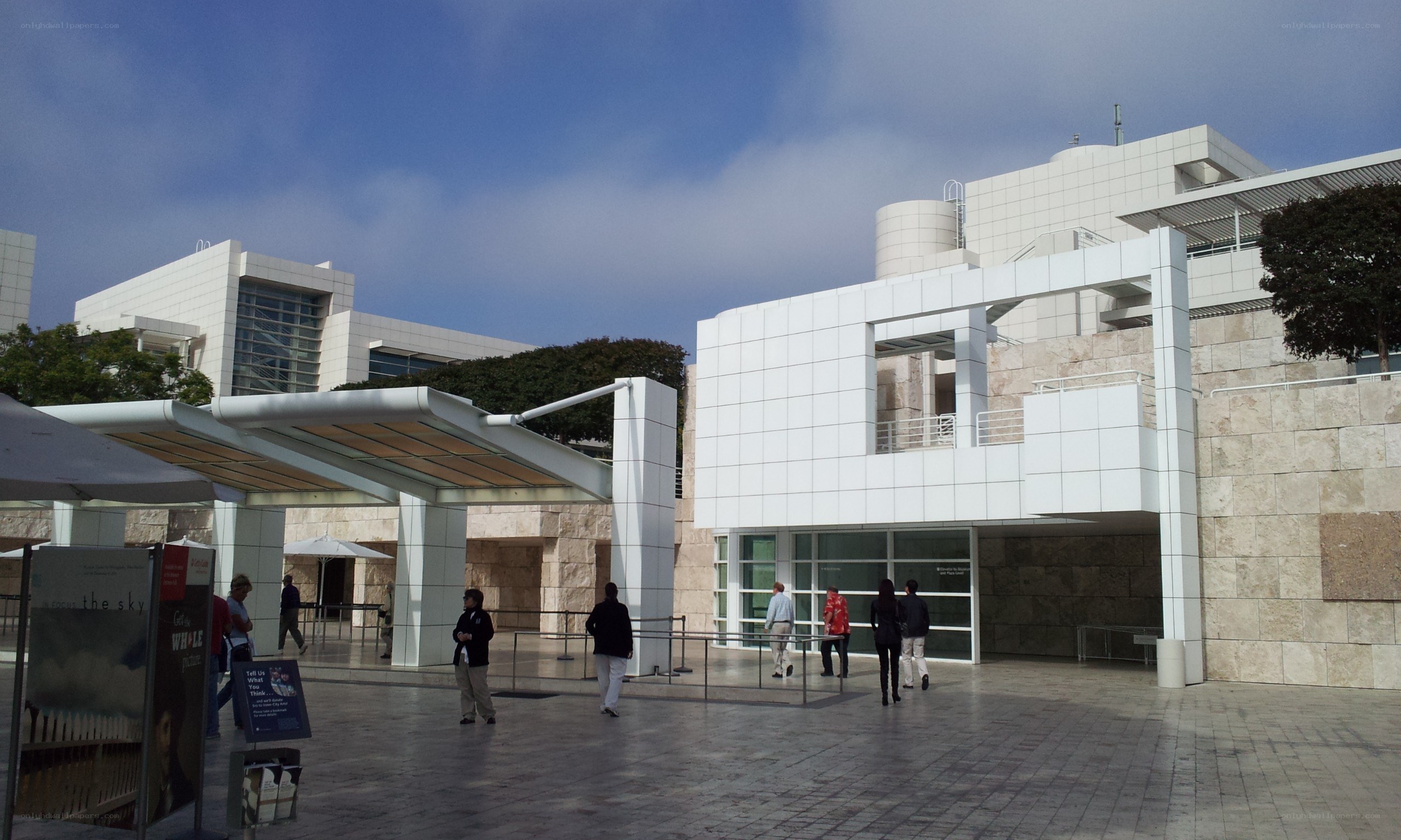 modern building with people walking