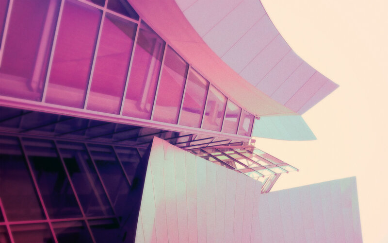 modern building with pink tint