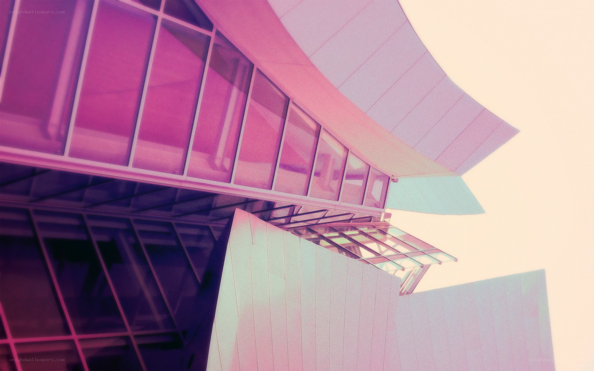 modern building with pink tint