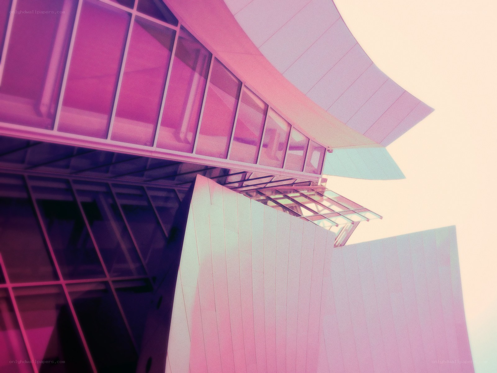 modern building with pink tint