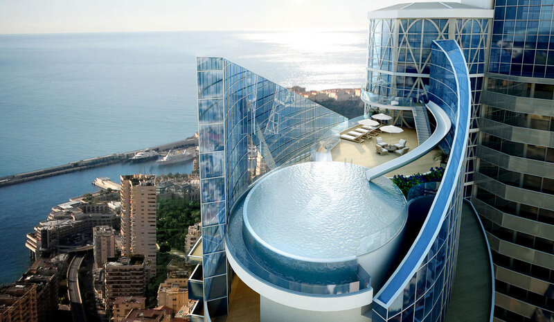 Modern Building with Pool
