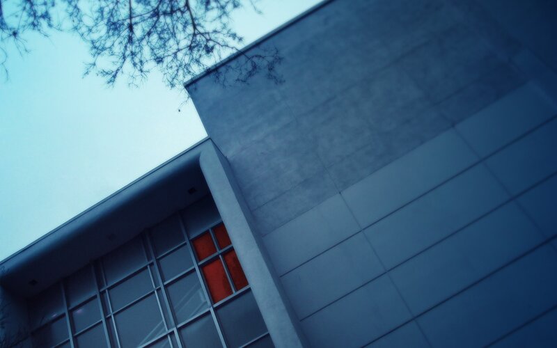modern building with red window