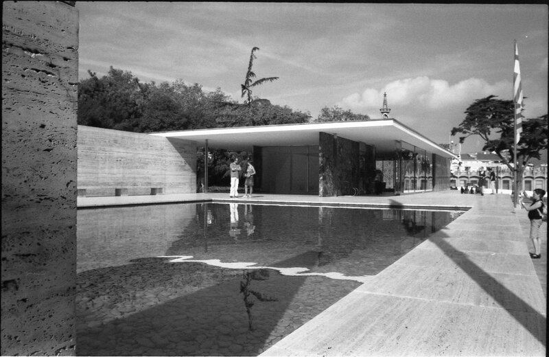 Modern building with reflecting pool