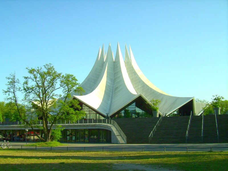 Modern building with spire roof