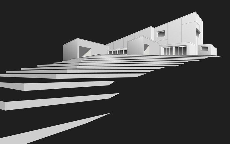 Modern Building with Steps