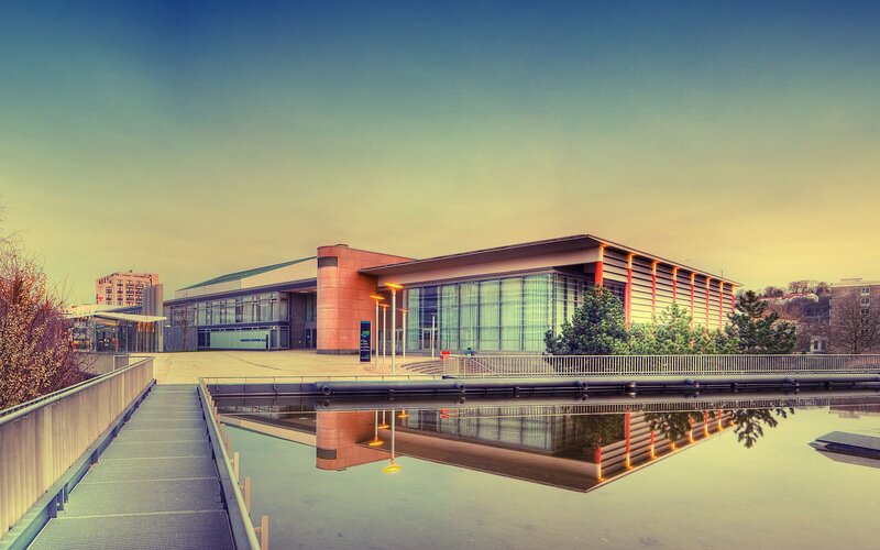 Modern Building with Water