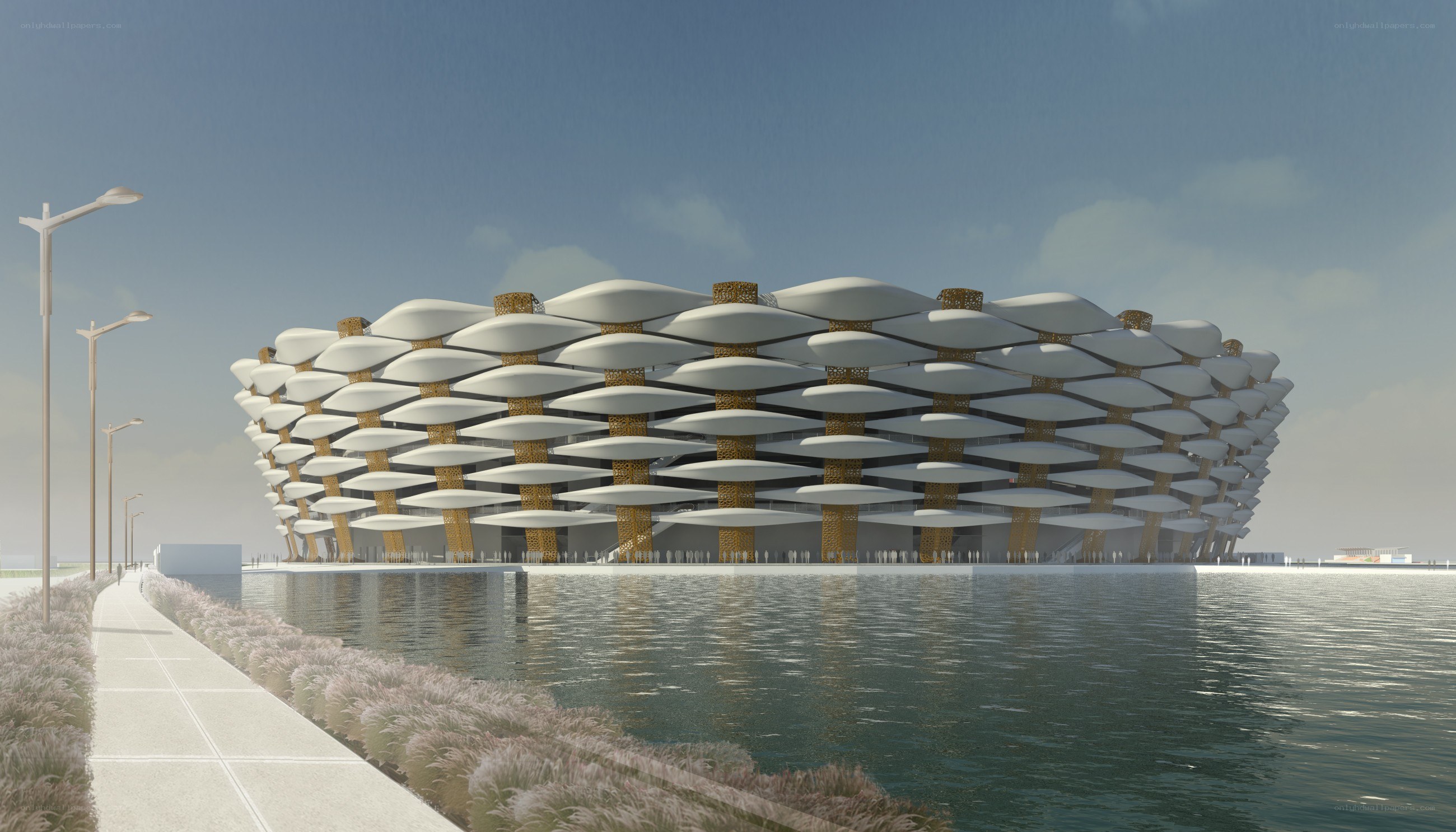 modern building with white canopy