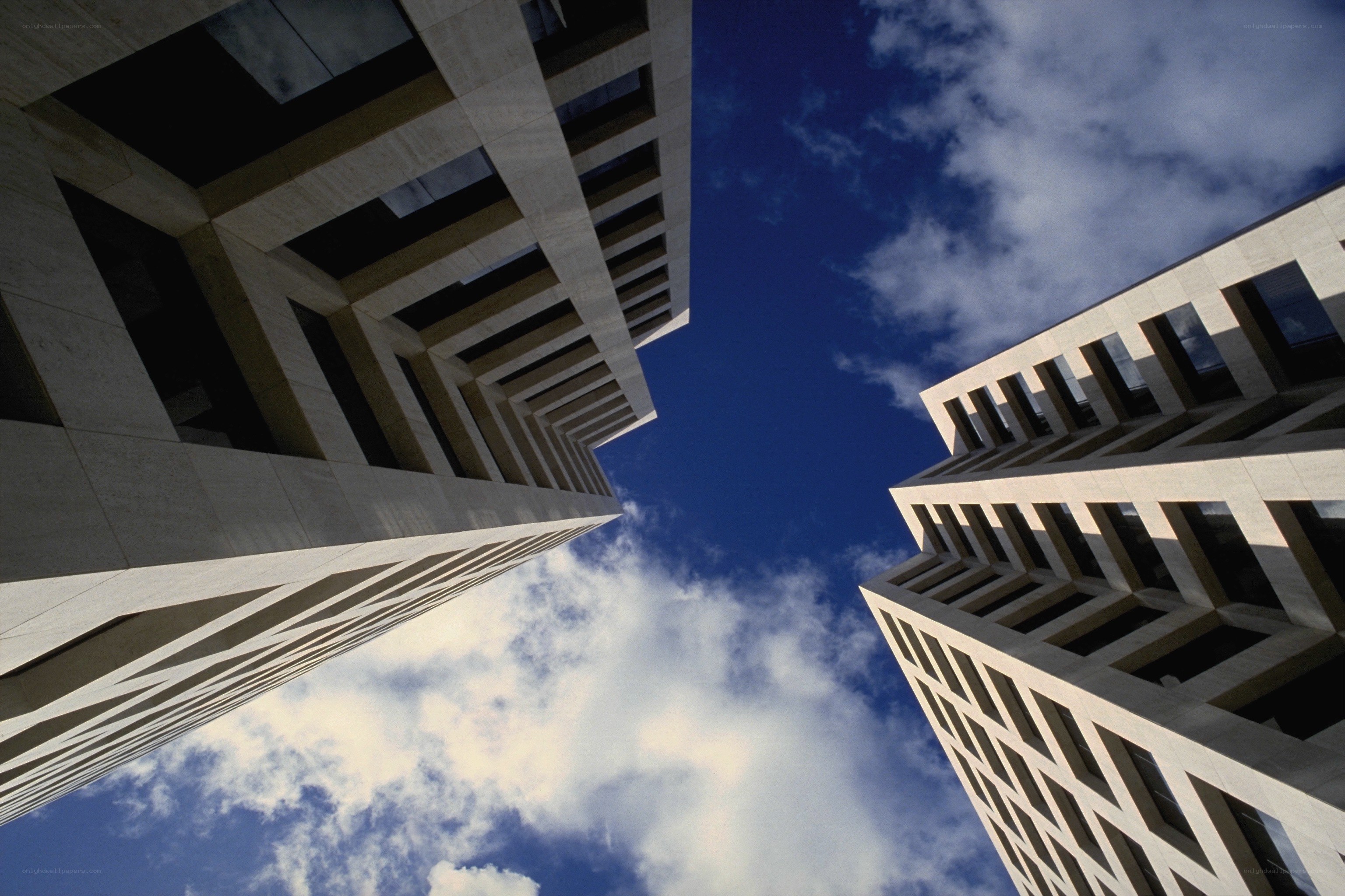 Modern buildings against blue sky