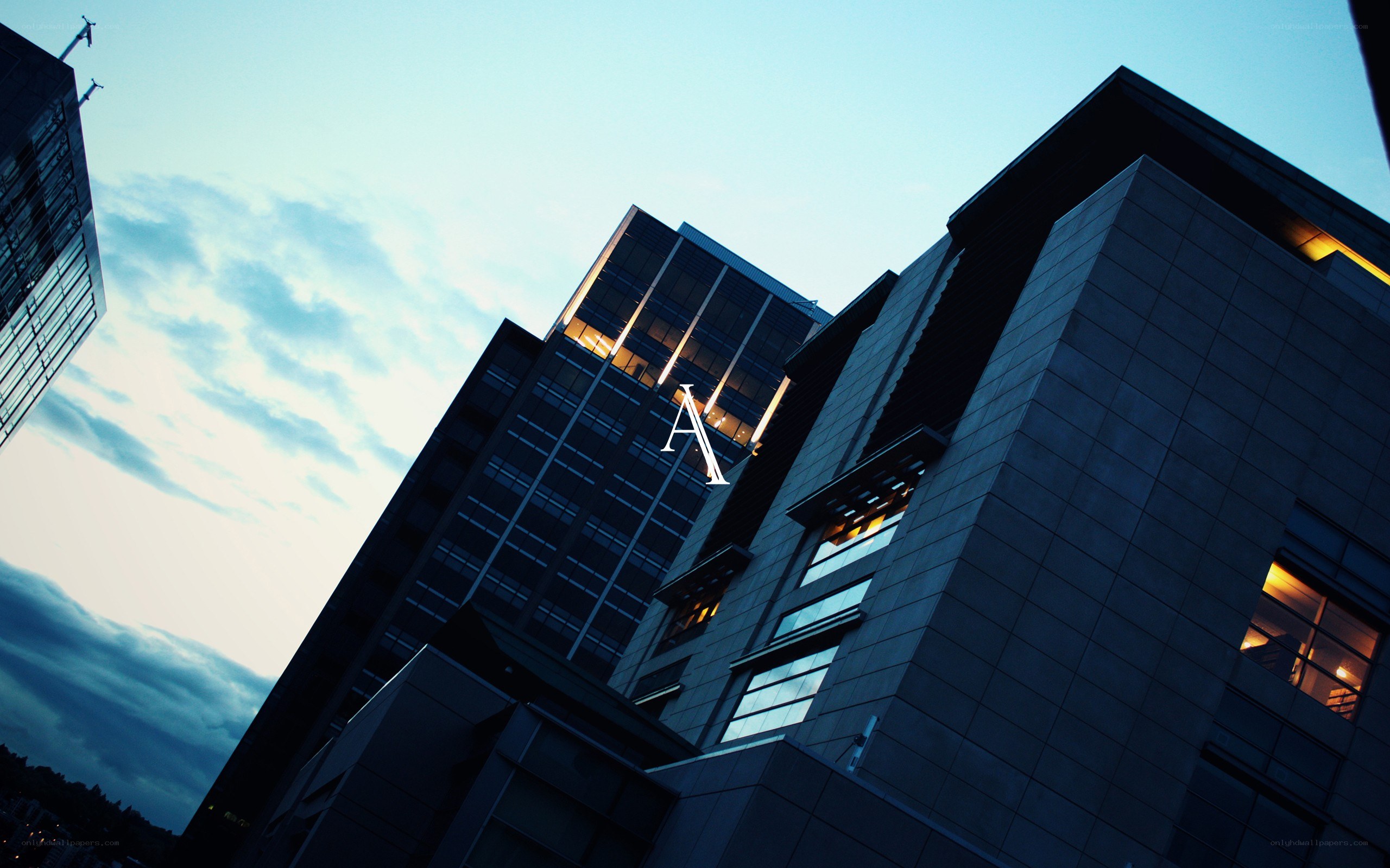 modern buildings at dusk
