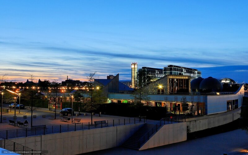 Modern Buildings at Dusk — Blue, Calm, Sunset
