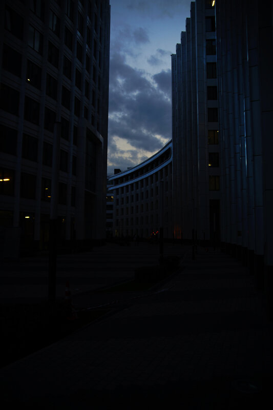 Modern Buildings at Dusk — Blue, Dramatic, Night