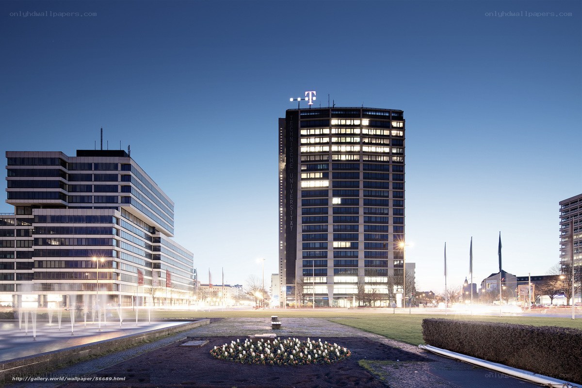 Modern buildings at dusk