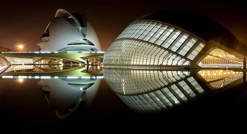 Modern Buildings at Night — Black