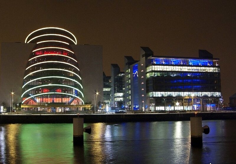 Modern Buildings at Night — Blue