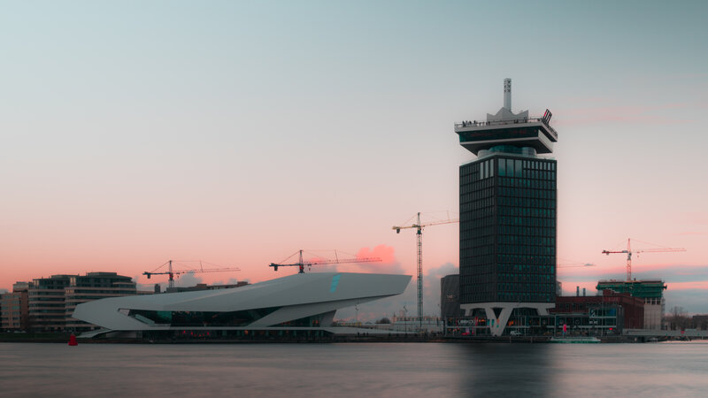 Modern Buildings at Sunset — Pink