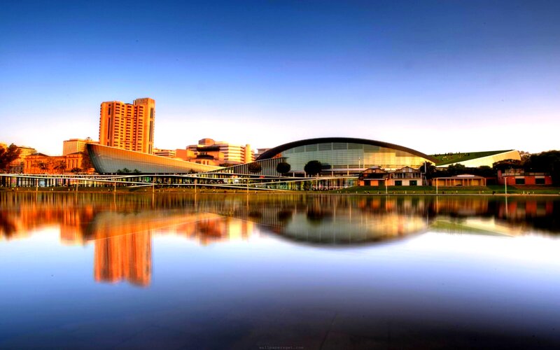 Modern Buildings by Lake
