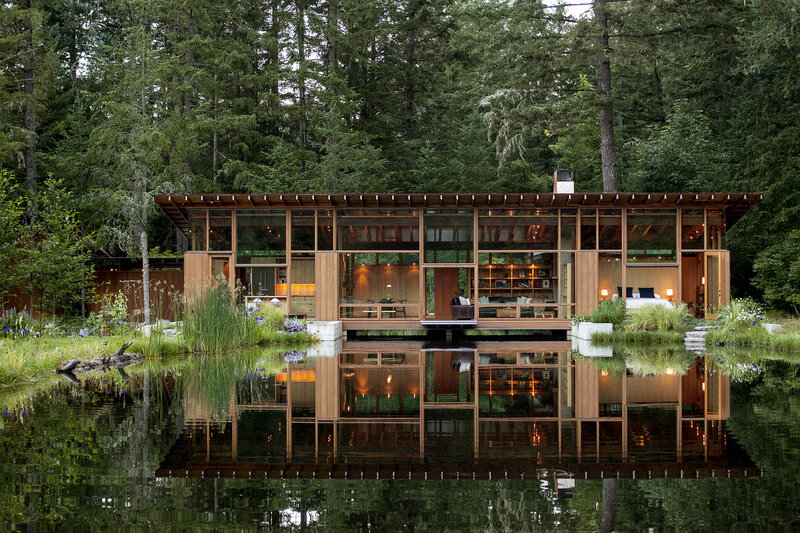 Modern Cabin by Pond